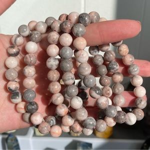 Pink Zebra Jasper Crystal Bracelet 1pc 8mm